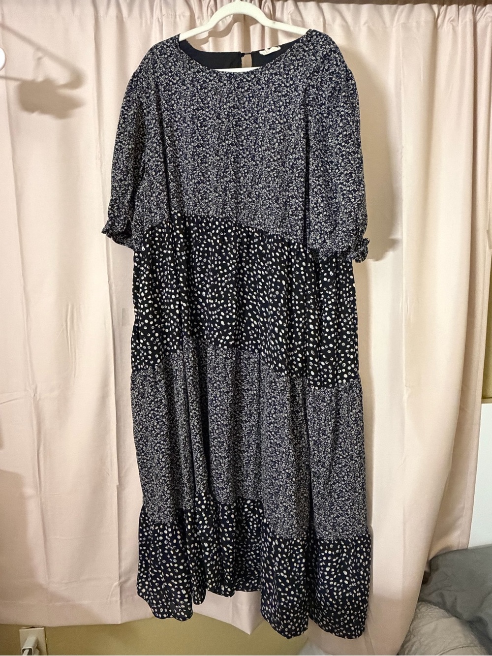 orange creek Navy and White Printed Tiered Maxi Dress
